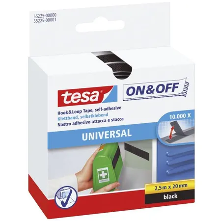 tesa On & Off Klettband, schwarz