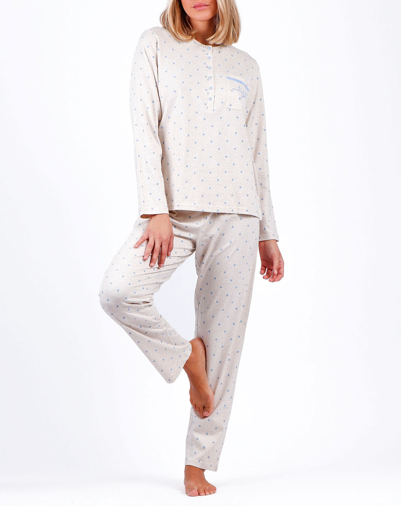 Admas Classic Pyjama Haut à manches longues & Pantalon Seraphina gris clair