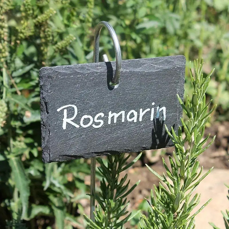 (40x10cm) Schiefer Pflanzenschild Wasserabweisende Steck Etikette für Blumenkasten / Beet - Schwarz