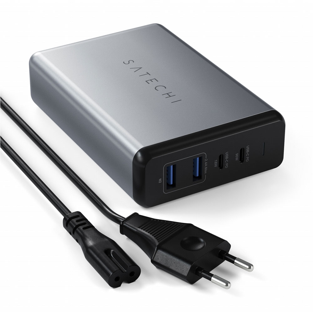 (108W) PD Desktop Charger Dual USB C / Dual USB 3.0 Netz Ladegerät Power Delivery-Technologie (ST-TC108WM) - Space Gray