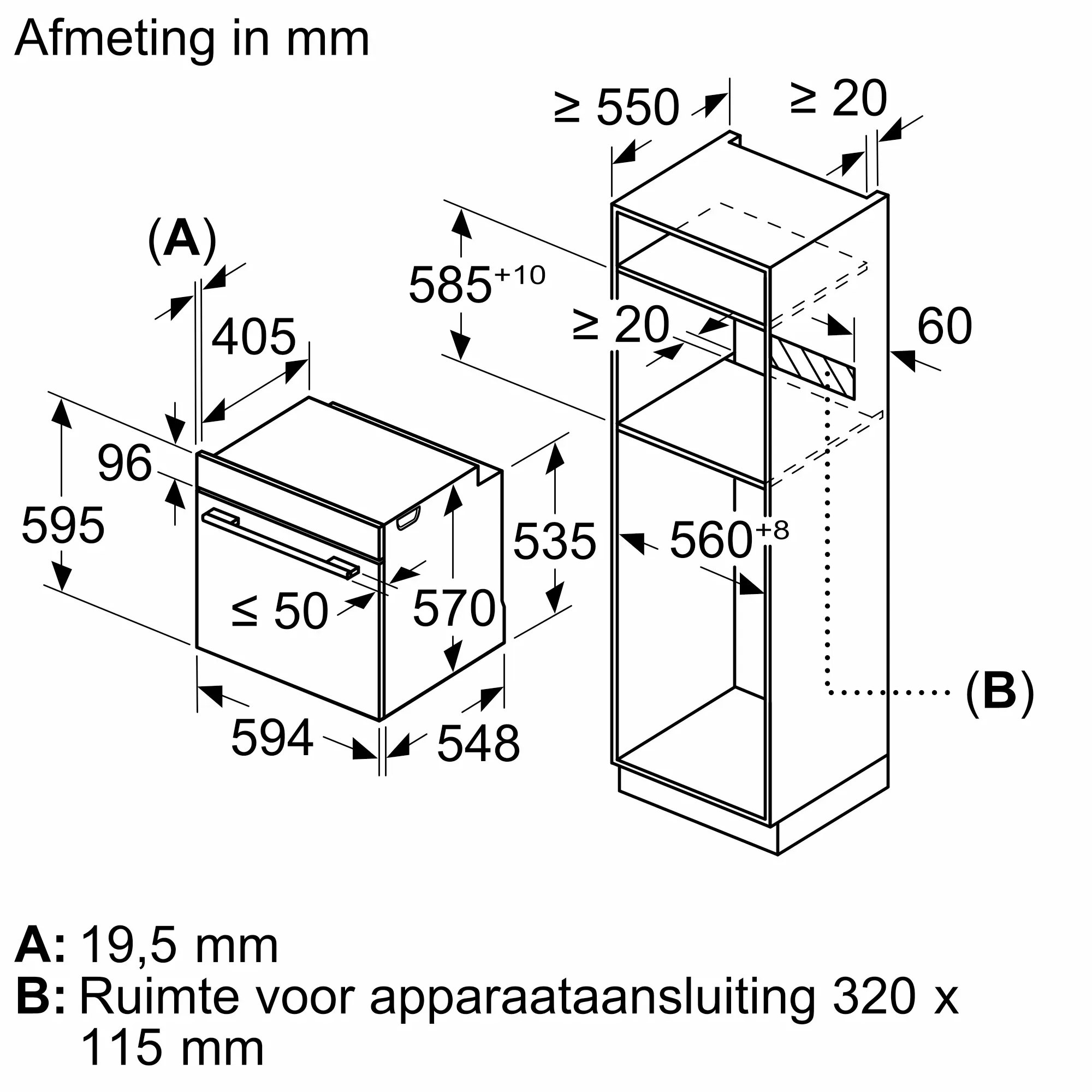 Serie 4 Bakoven 60 x 60 cm Zwart