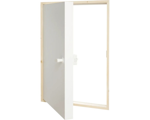 Dolle kniewanddeur/zolderdeur 540 x 780 x 115 mm sparrenhouten bekleding wit