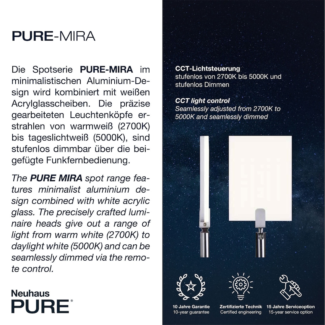 Paul Neuhaus LED Deckenlampe mit 4 Spots PURE-MIRA alufarbig