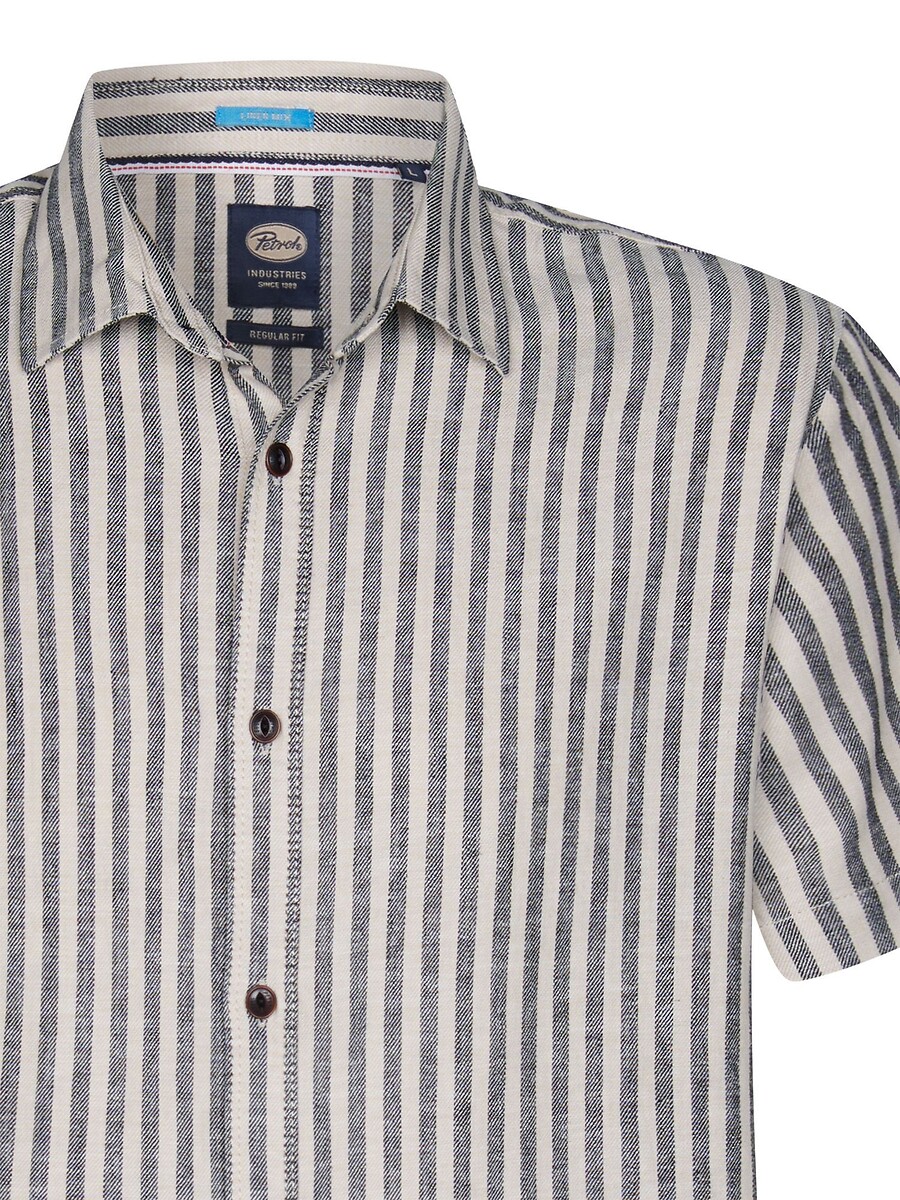 INDÚSTRIAS PETROLÍFERAS<br>Camisa listrada de algodão e linho