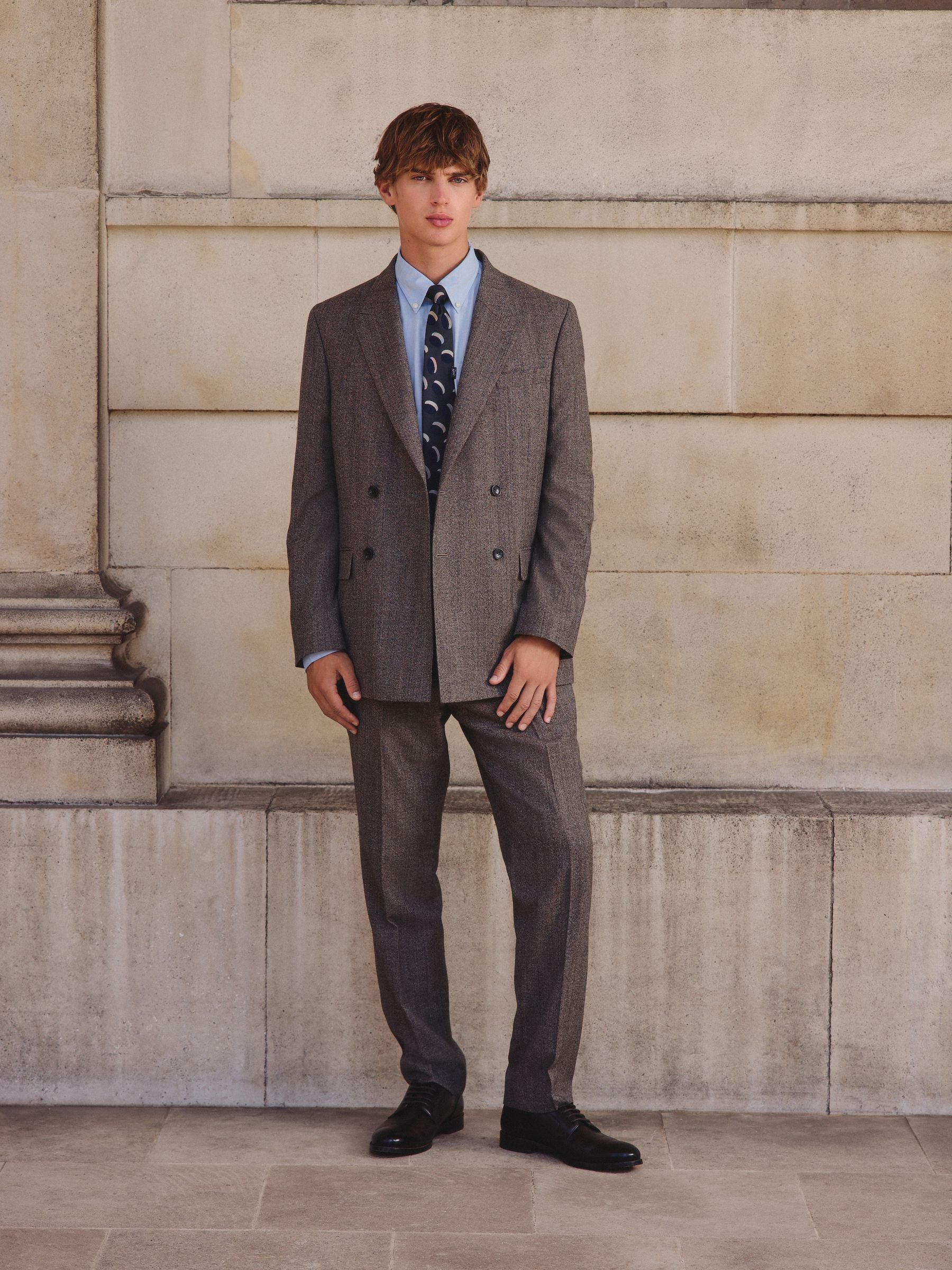 Neutraal - Double Breasted Merino Wool Blend Suit Jacket