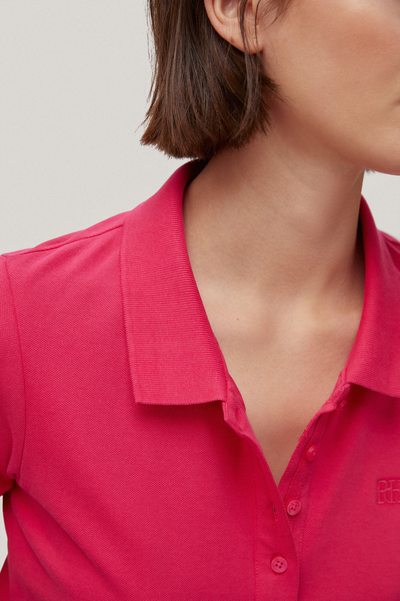 Vestido polo de manga curta com babados - Rosa