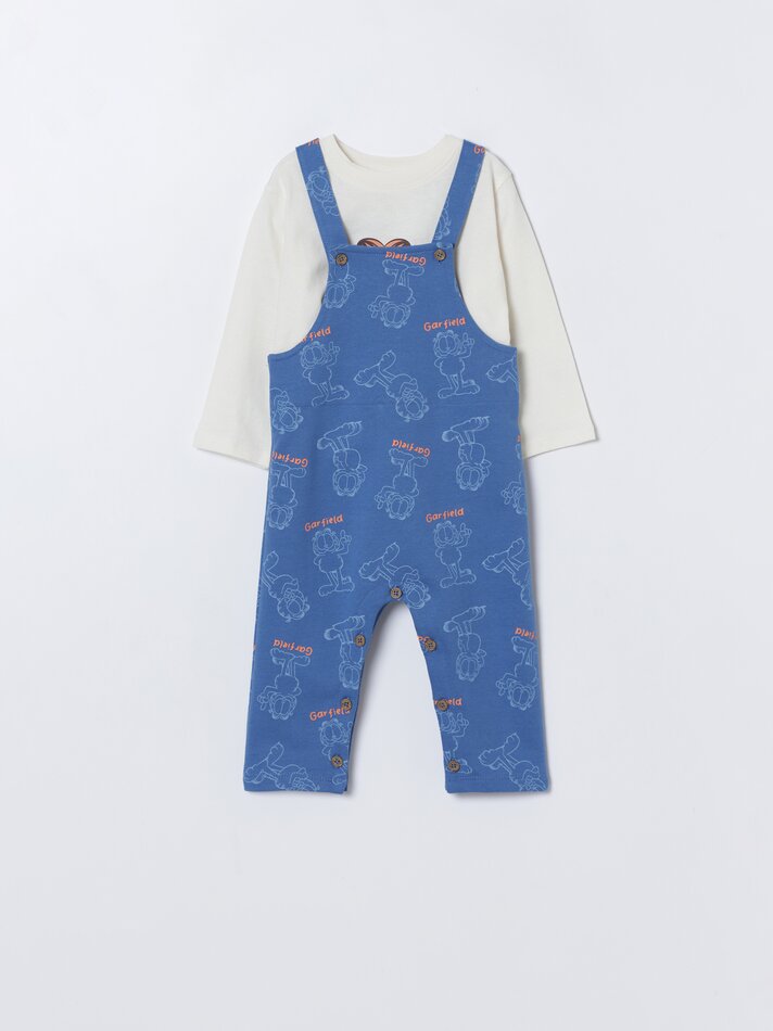 Conjunto Garfield de duas peças: macacão e camiseta - Nikelodeon - Azul Royal