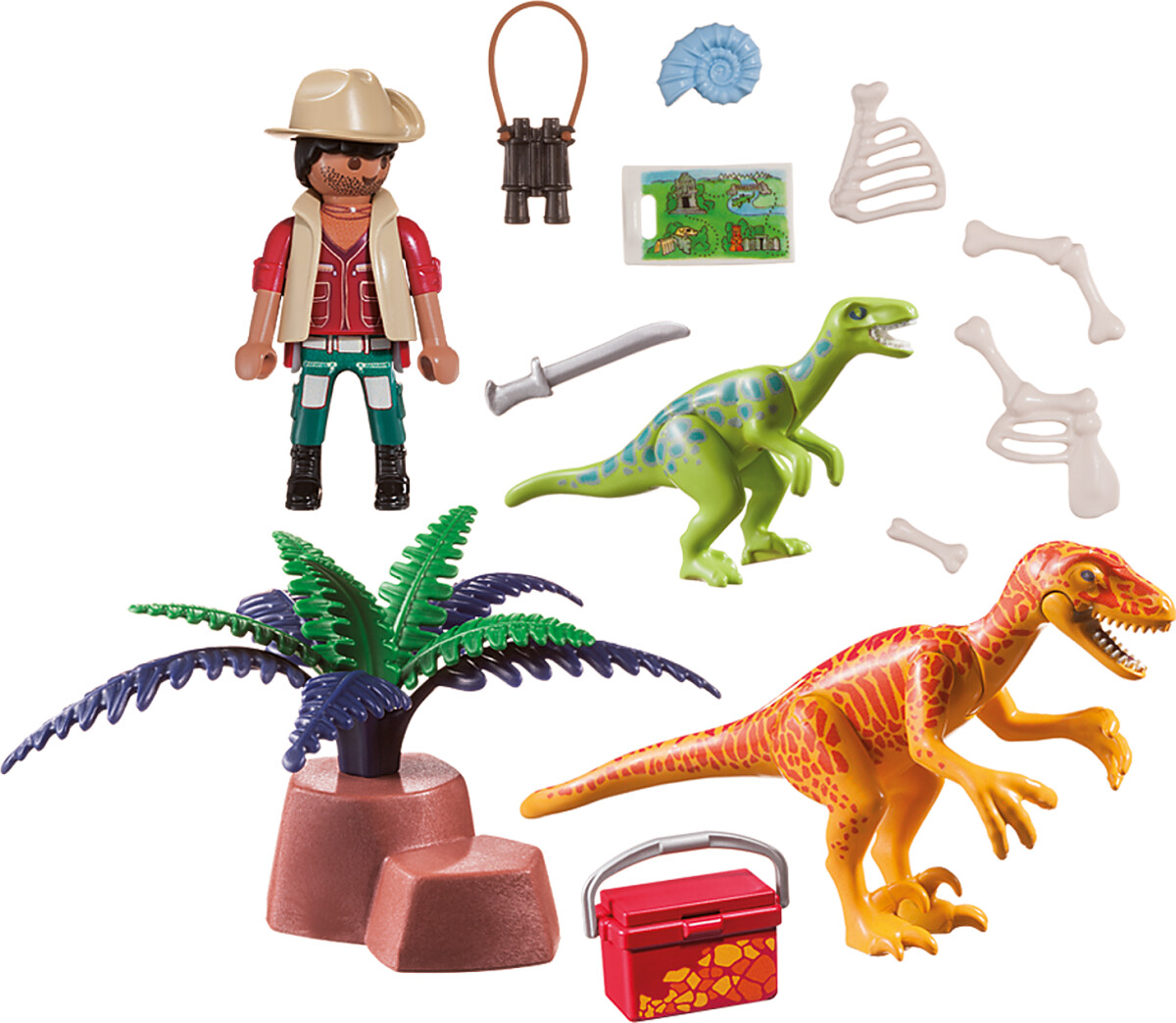 Playmobil Dinos - Dinosaur Udforsker Sæt Med Kuffert - 70108