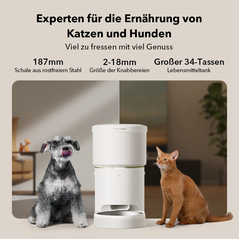 (8L) Space Automatischer Haustier Futter Spender inkl. Vakuum Versieglung / App Steuerung iOS/Android (PLAF107) - Weiss