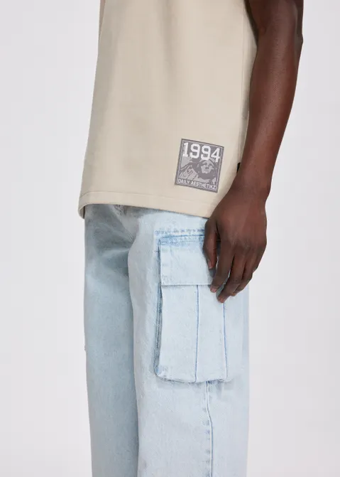 T-shirt met print New York zand (ZND.L)