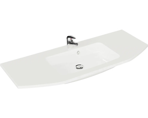 Pelipal Quickset 328 badkamermeubelset, afmetingen (B x H x D): 145 x 200 x 39 cm, fronten in grafietstructuur (horizontaal patroon), met wastafel van mineraalglas en hoge kast (328.120002).