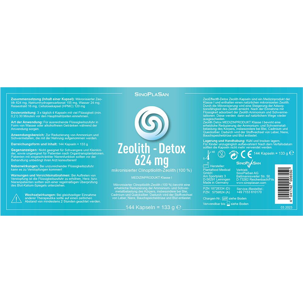 SinoPlaSan Zeolith - Detox 624 mg