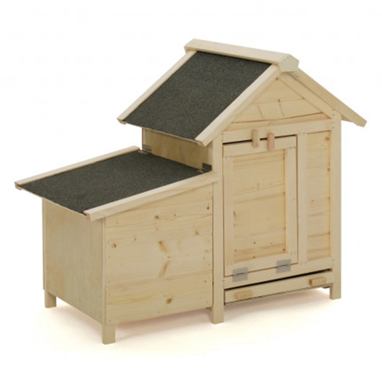 JARDIKT Poulailler Casita en bois avec pondoir intégré - 2 poules bois/gris