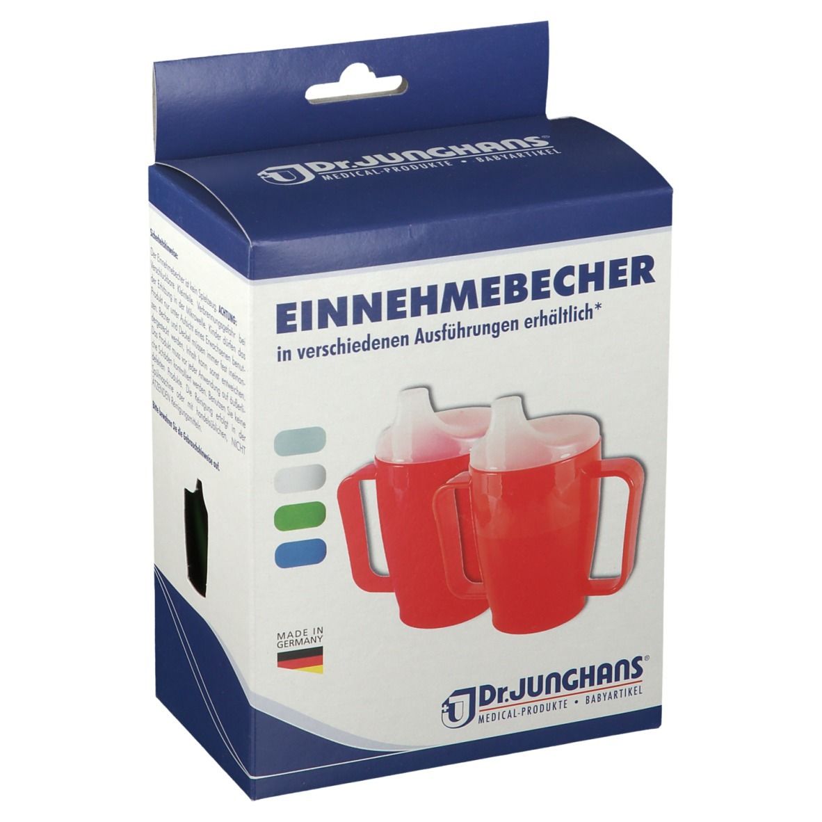 Dr. Junghans® Einnehmebecher mit 2 Griffen und Deckel 12 mm grün