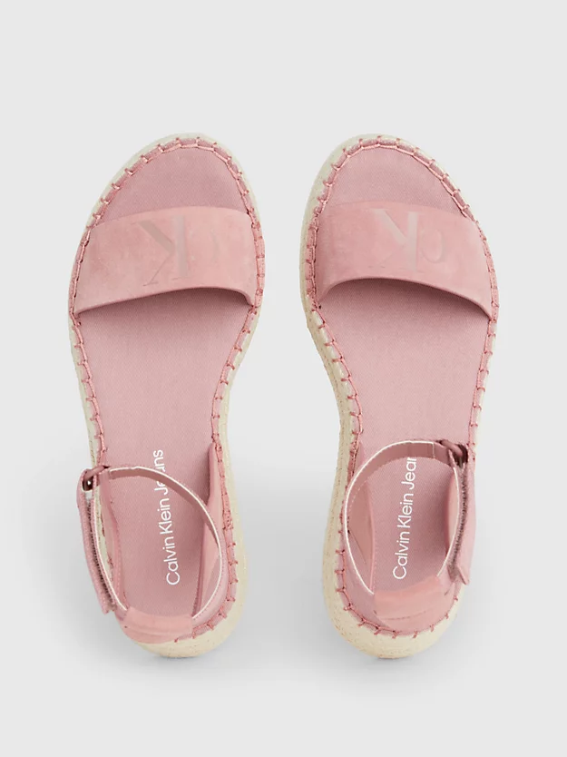 Sandálias espadrille de camurça com salto plataforma