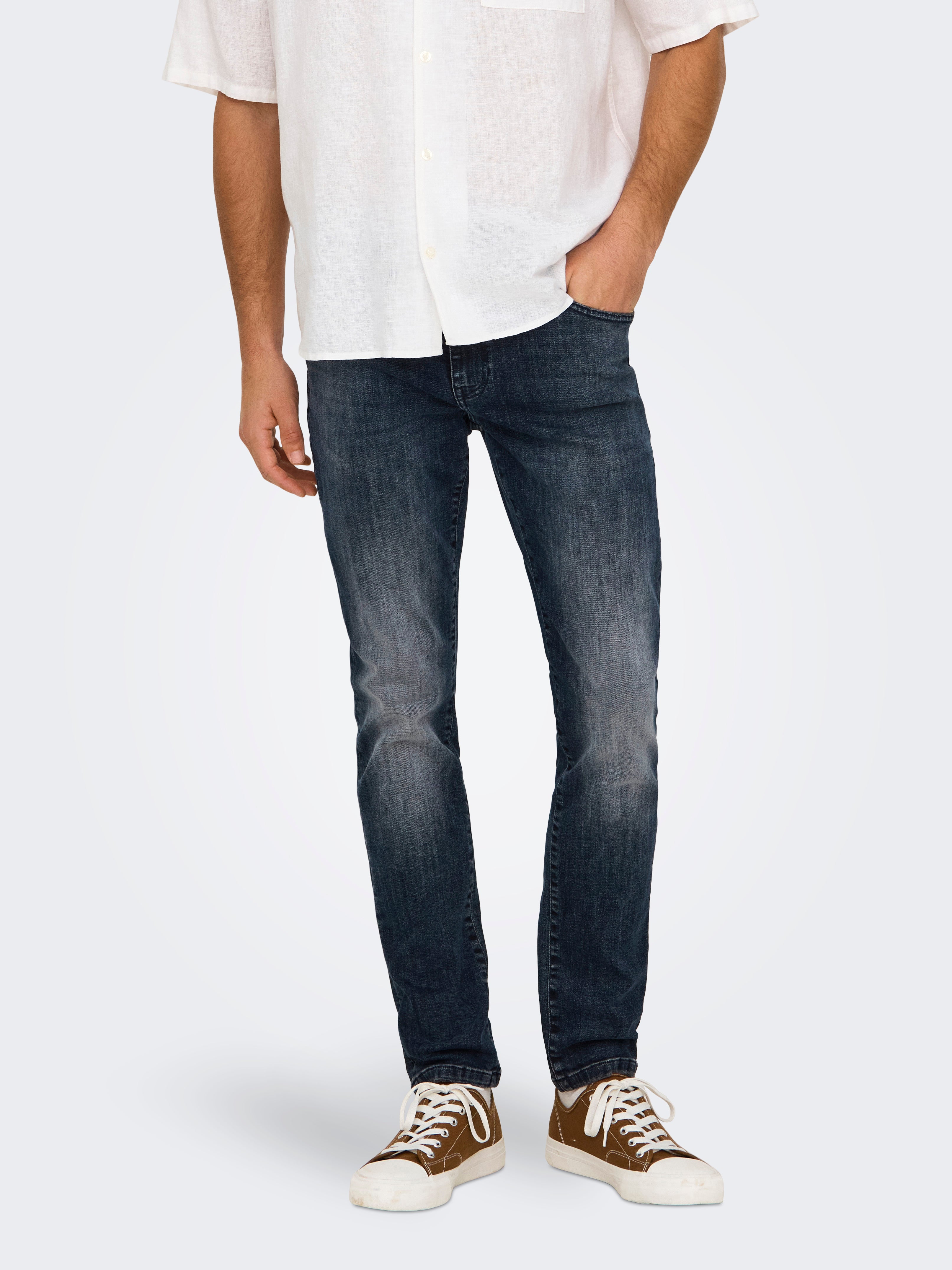 ONSLOOM Niedrige Taille Slim Fit Jeans Blue Black Denim