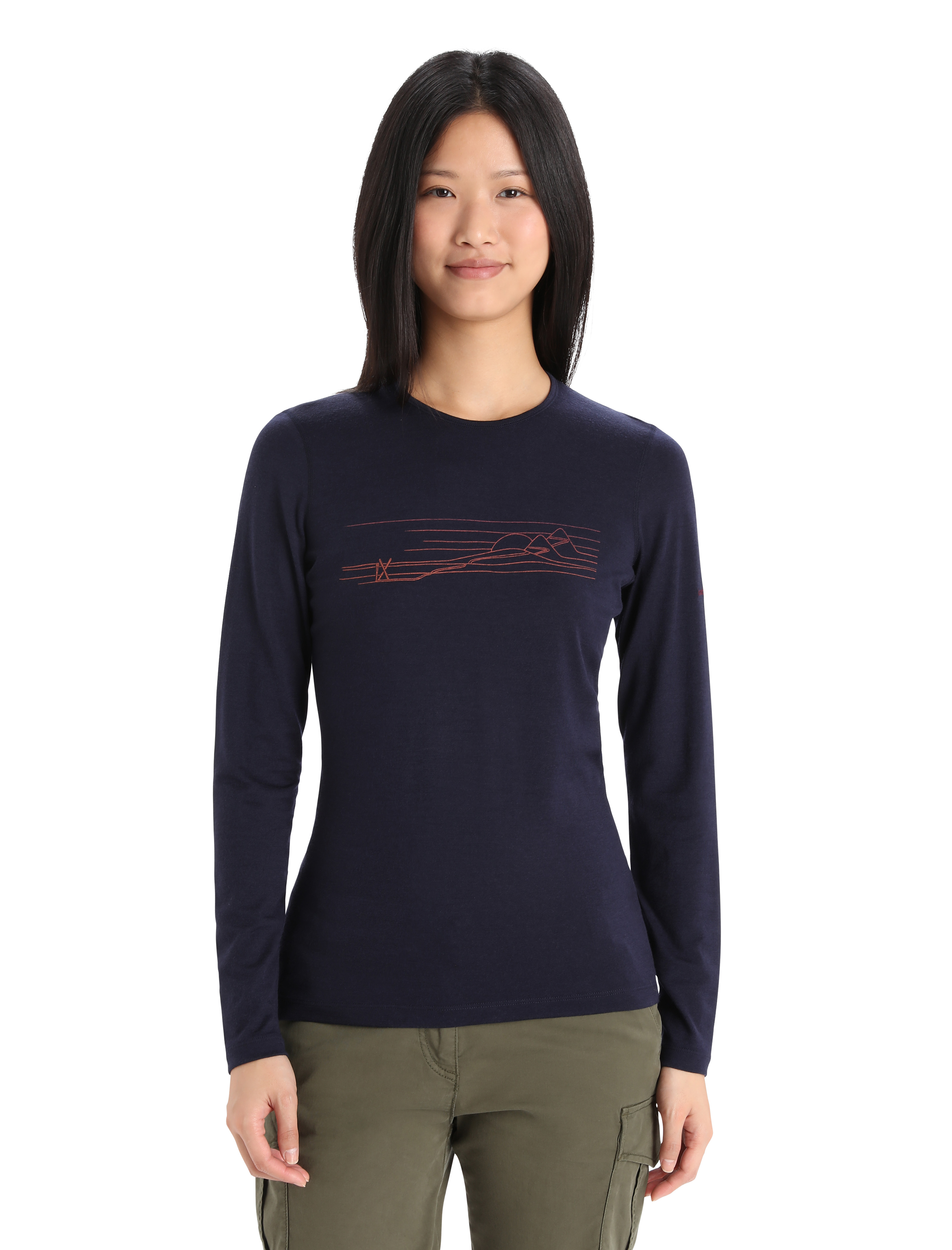 200 Oasis LS Crewe Ski Strip Dame IB401/Midnight Navy