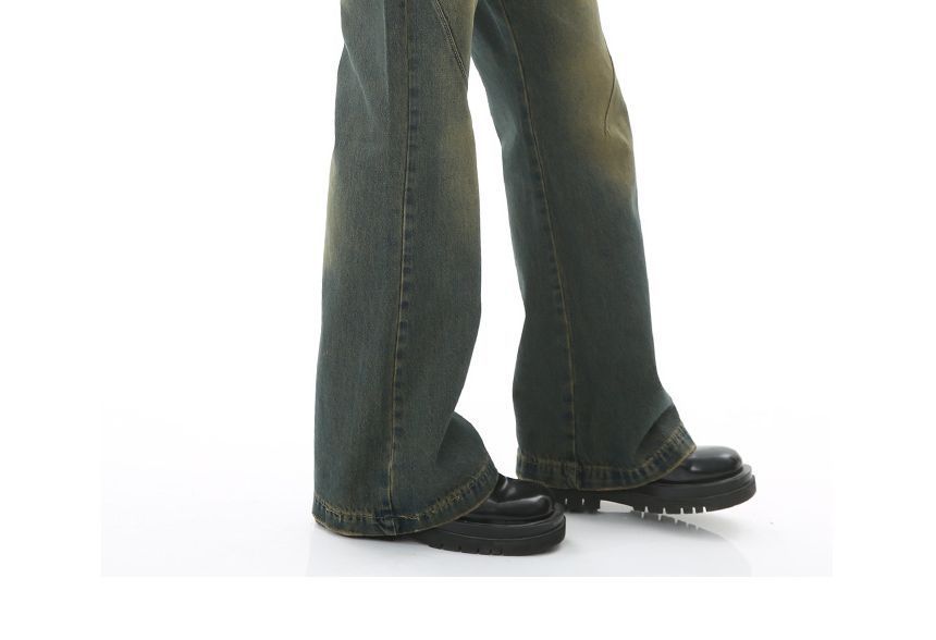 FAERIS - Mid Rise Washed Flared Jeans