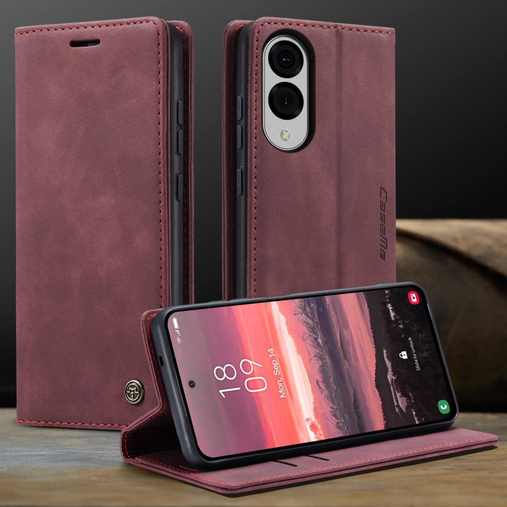 Samsung Galaxy S25 Edge Leder Tasche Flip Wallet Etui mit Kartenfächern - Dunkelrot