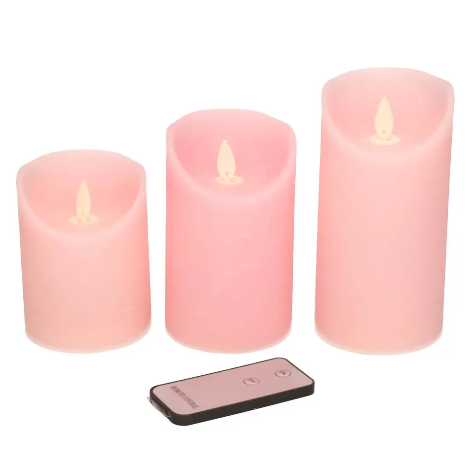 Anna's Collection Stompkaarsen - 3x - roze - LED kaarsen