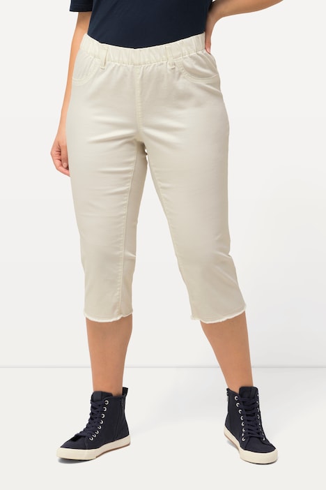 Caprihose Sienna, Fransensaum, schmales Bein, Stretch
