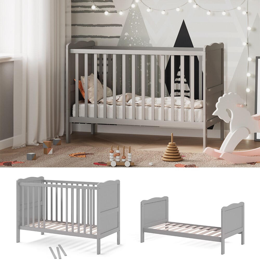 VitaliSpa Gitterbett Babybett Kinderbett Tobi Kombinationsbett umbaubar Weiß