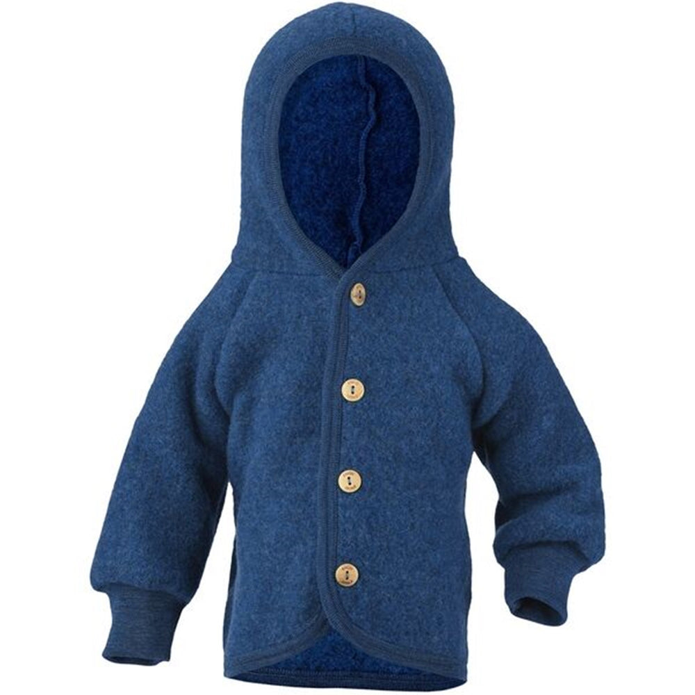 Hooded Cardigan m. Træknapper Blue Mélange - Engel