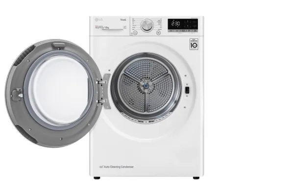 LG RH10V9AV4W, Fritstående, Front-læsning, Varmepumpe, Hvid, Dreje, Berøring, Luxury white