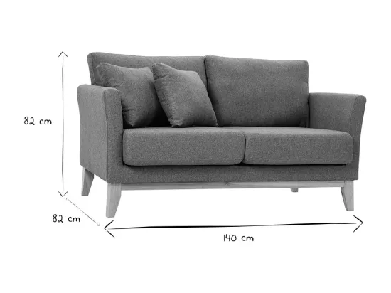 Canapé scandinave déhoussable 2 places en tissu vert de gris et bois clair OSLO