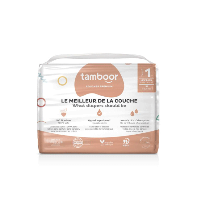 Couche Premium T1 nouveau-né (2-5kg) - x35 - Ecru