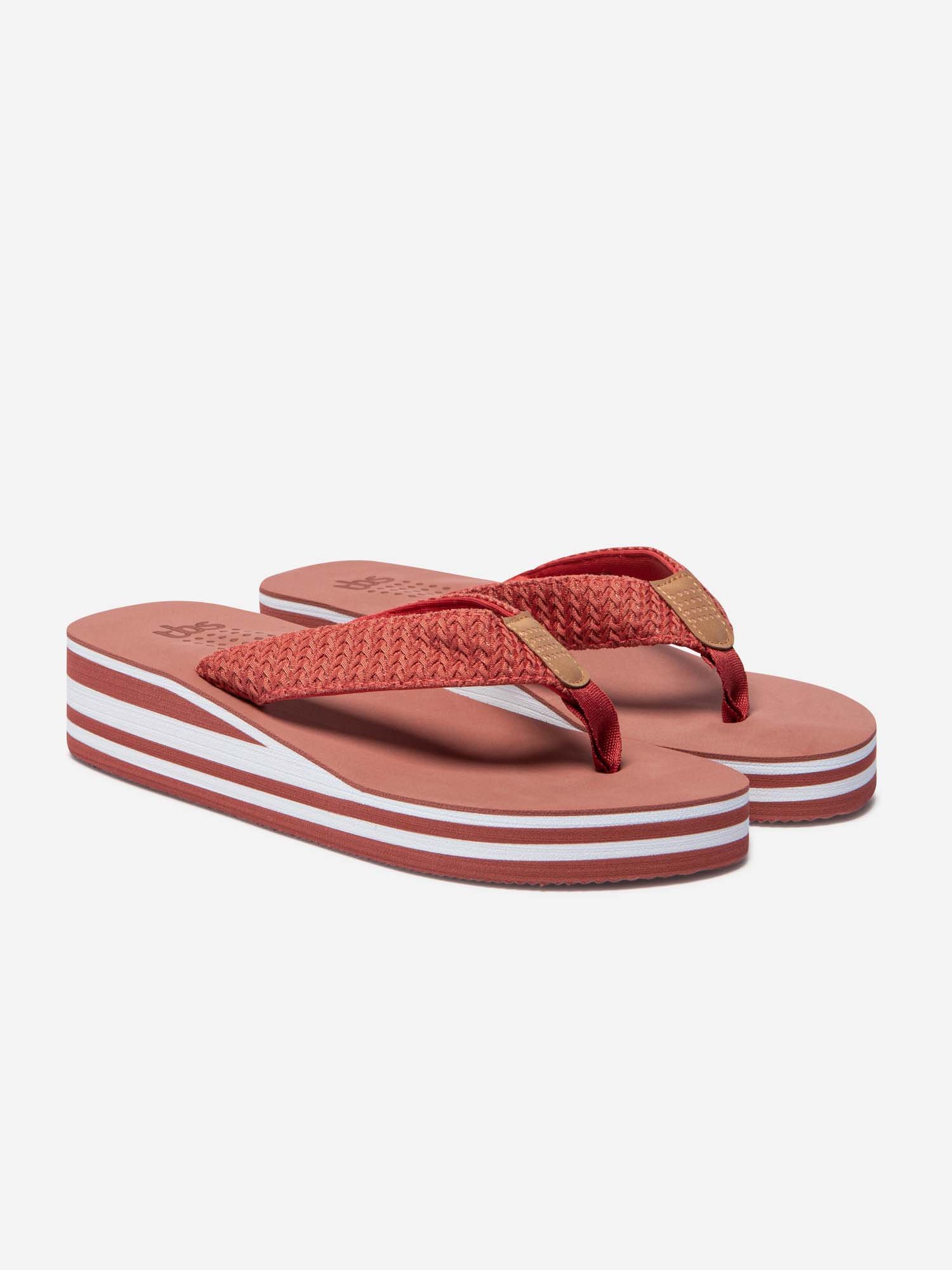 Tongs Compensées Femme Terracotta