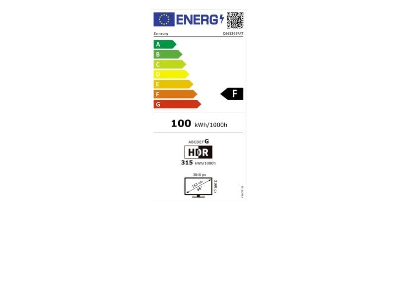 Samsung TV QE65S95F 65'' S95F OLED 4K AI TV, 2025 120 Hz (Up to 165 Hz), 4K (3.840 x 2.160), NQ4 AI Gen3 Processor, 70W 4.2.2CH