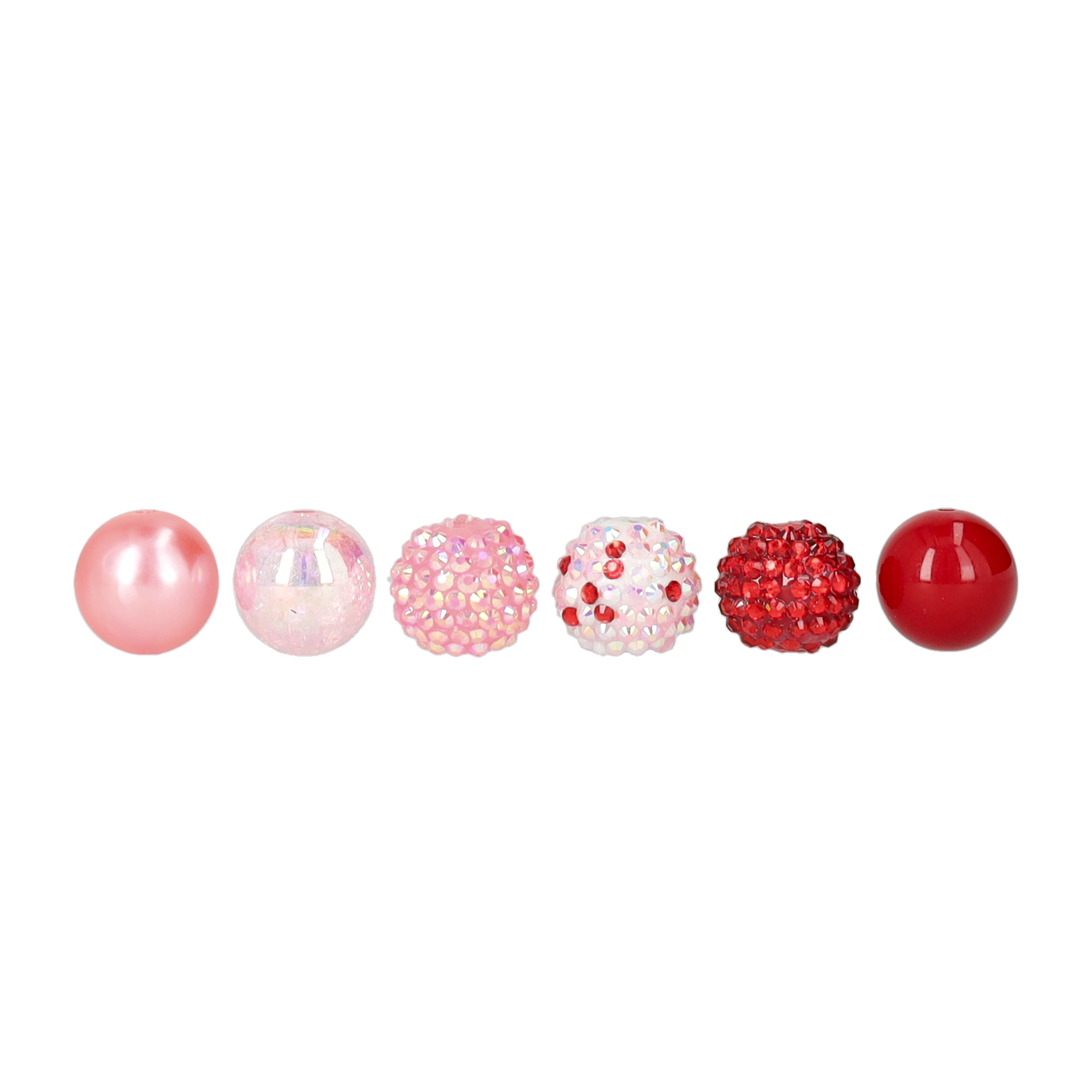(95-tlg. Set) Grosse Strass Perlen DIY Bastel Schmuck Glitzer Zwischenperle Armband / Ketten Zubehör - Rosa / Rot