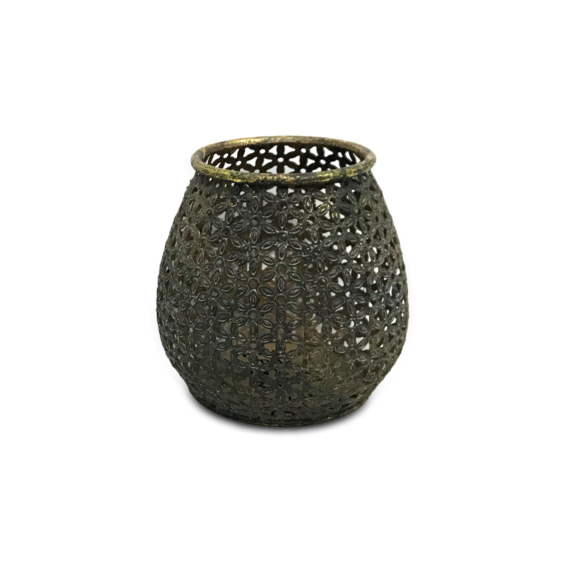 Windlicht 'Ennuin', antik messing, Ø 17 cm, H 16,5 cm von fischer's lagerhaus