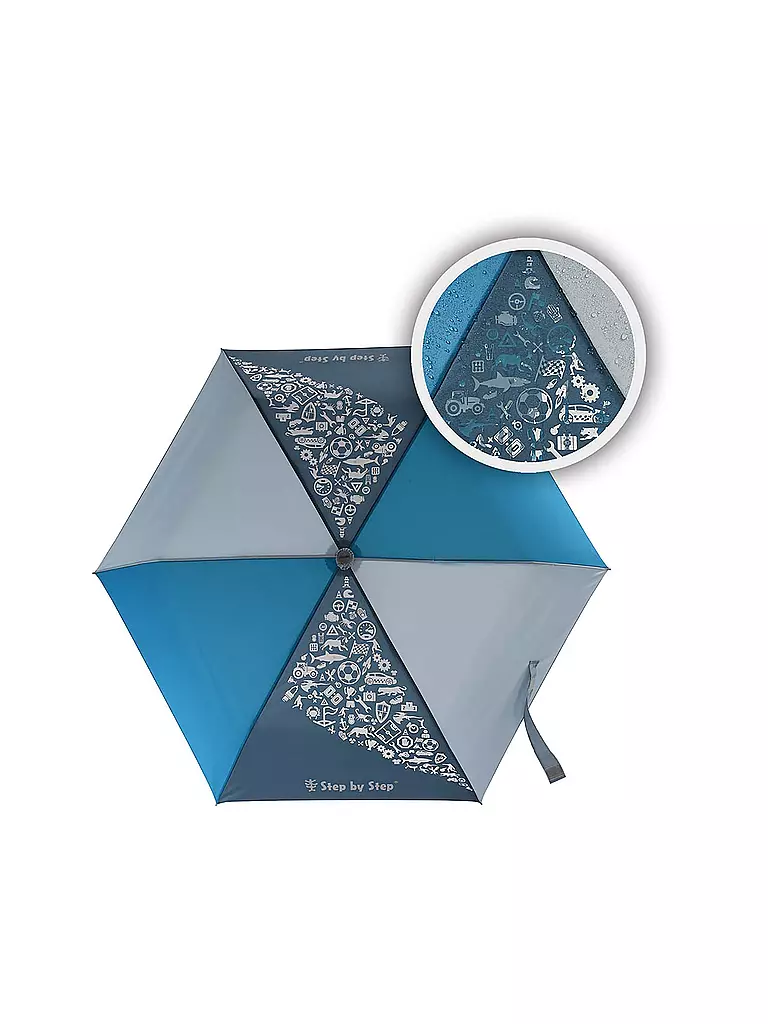 STEP BY STEP Regenschirm MAGIC RAIN EFFECT BLUE blau
