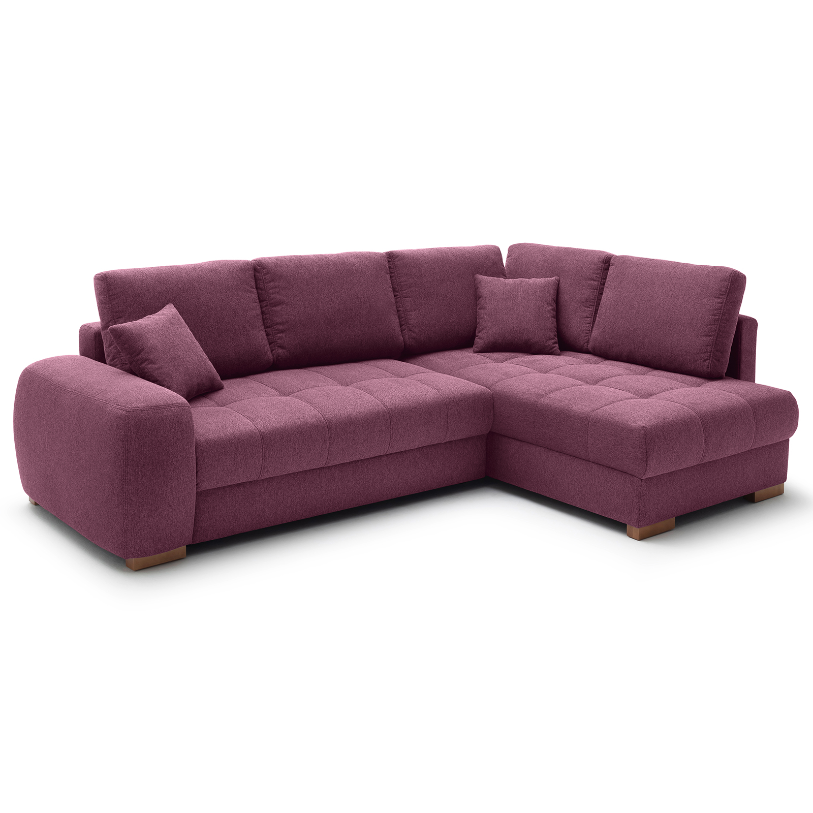 Ecksofa - burgundy - Boxspringfederung - Liegefunktion - Holzfüße