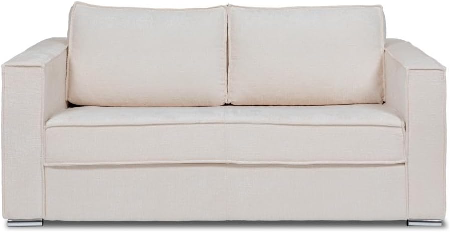 Vente-unique-Schlafsofa mit Matratze 3-Sitzer - Chenille-Stoff - Beige - Liegefläche 140 cm - Matratze 14 cm - Loreto