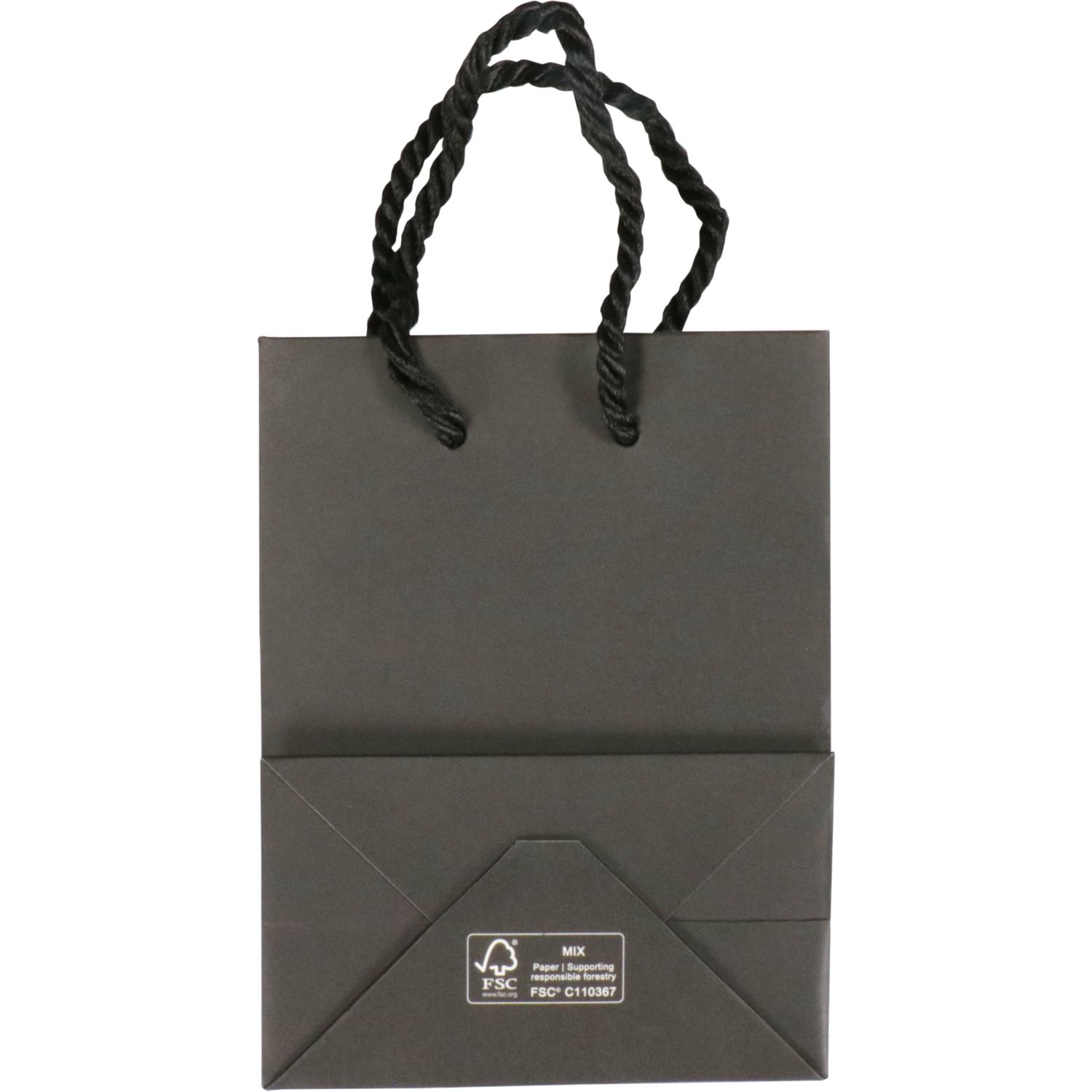 Tas, Papier, met koord, 11x 6,5x14.5cm, draagtas, zwart