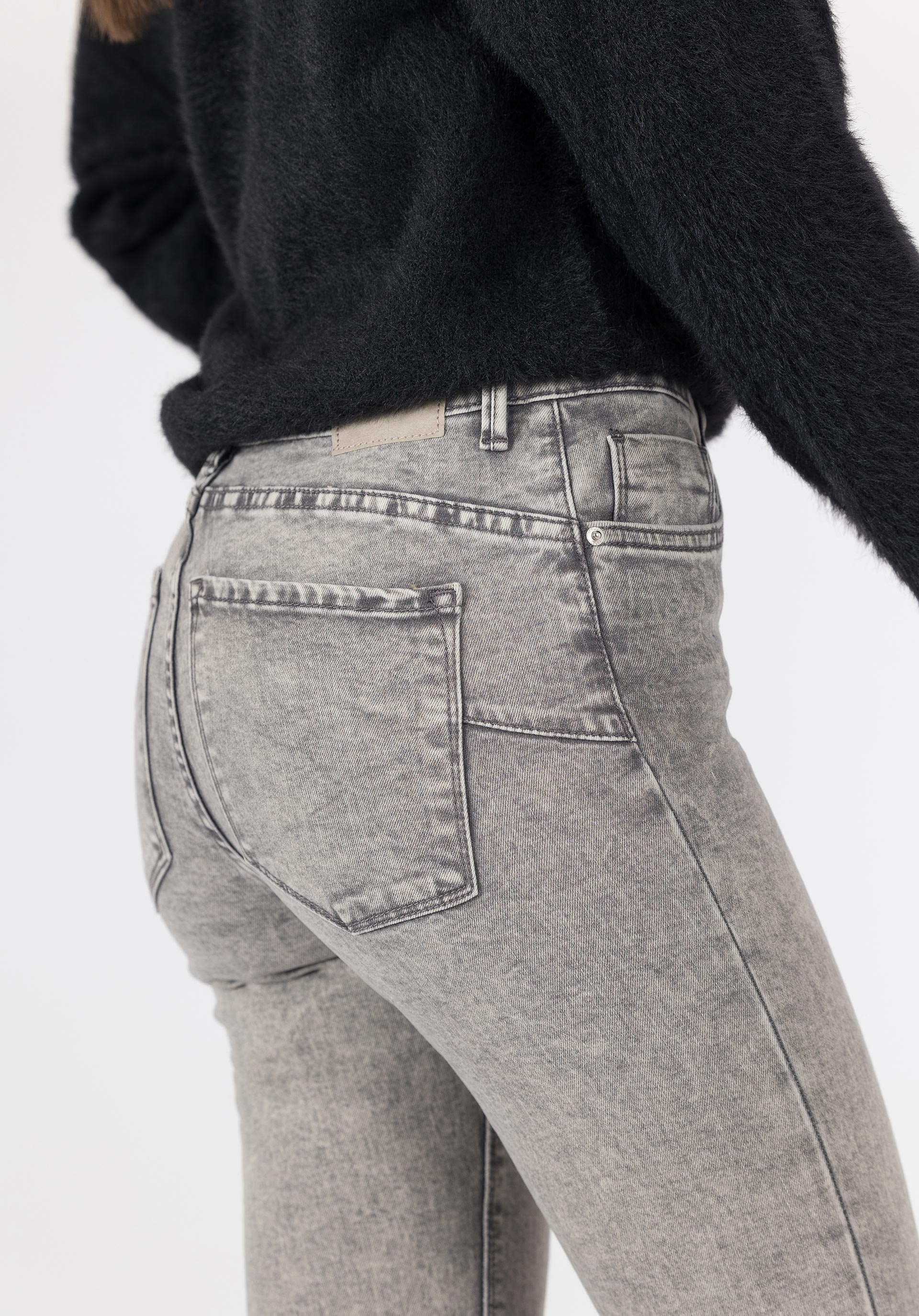 Jeans Light Push-up Skinny Cintura Média Acid Wash