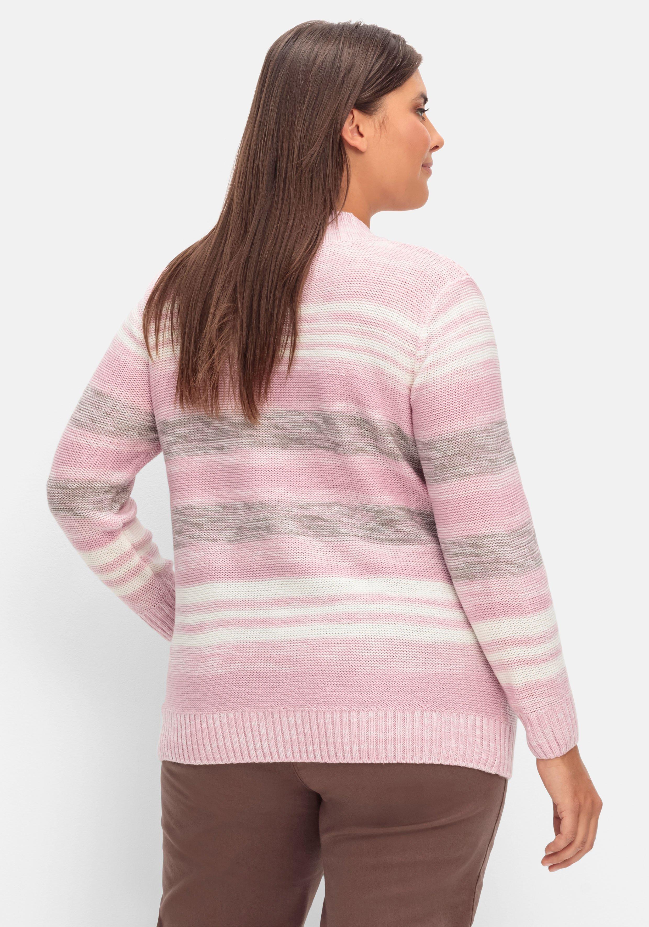 Pullover mit Stehkragen und Blockstreifen