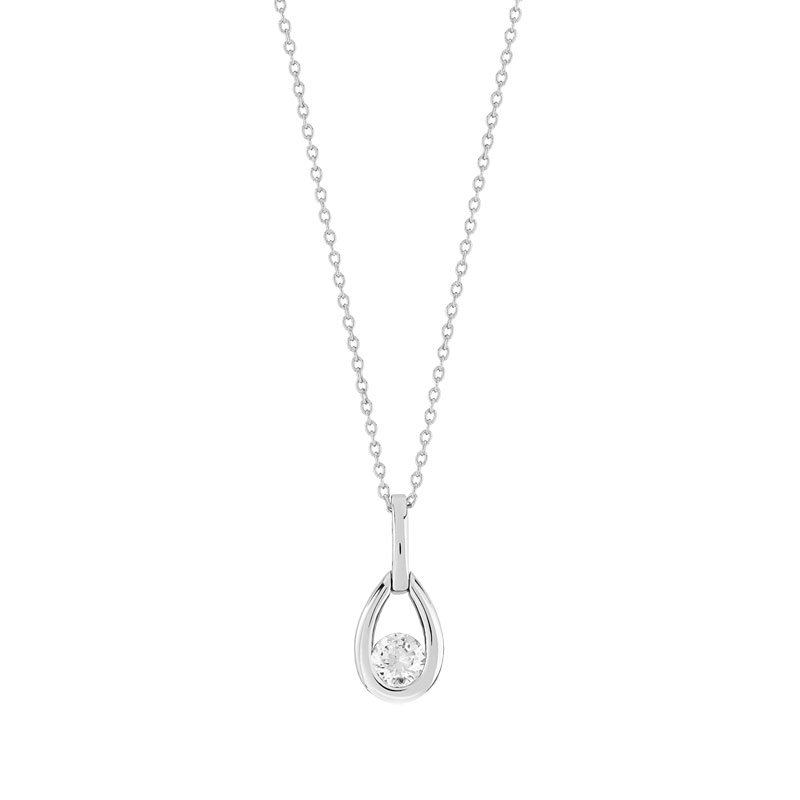 Collier argent 925 maille forçat zirconia 42 cm
