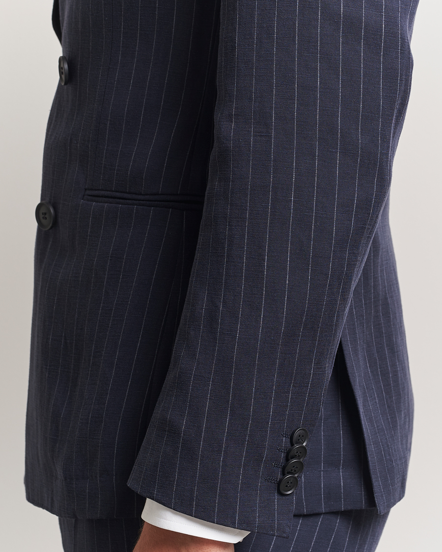 BOSS BLACK Huge Double Breasted Pinstriped Suit Dark Blue