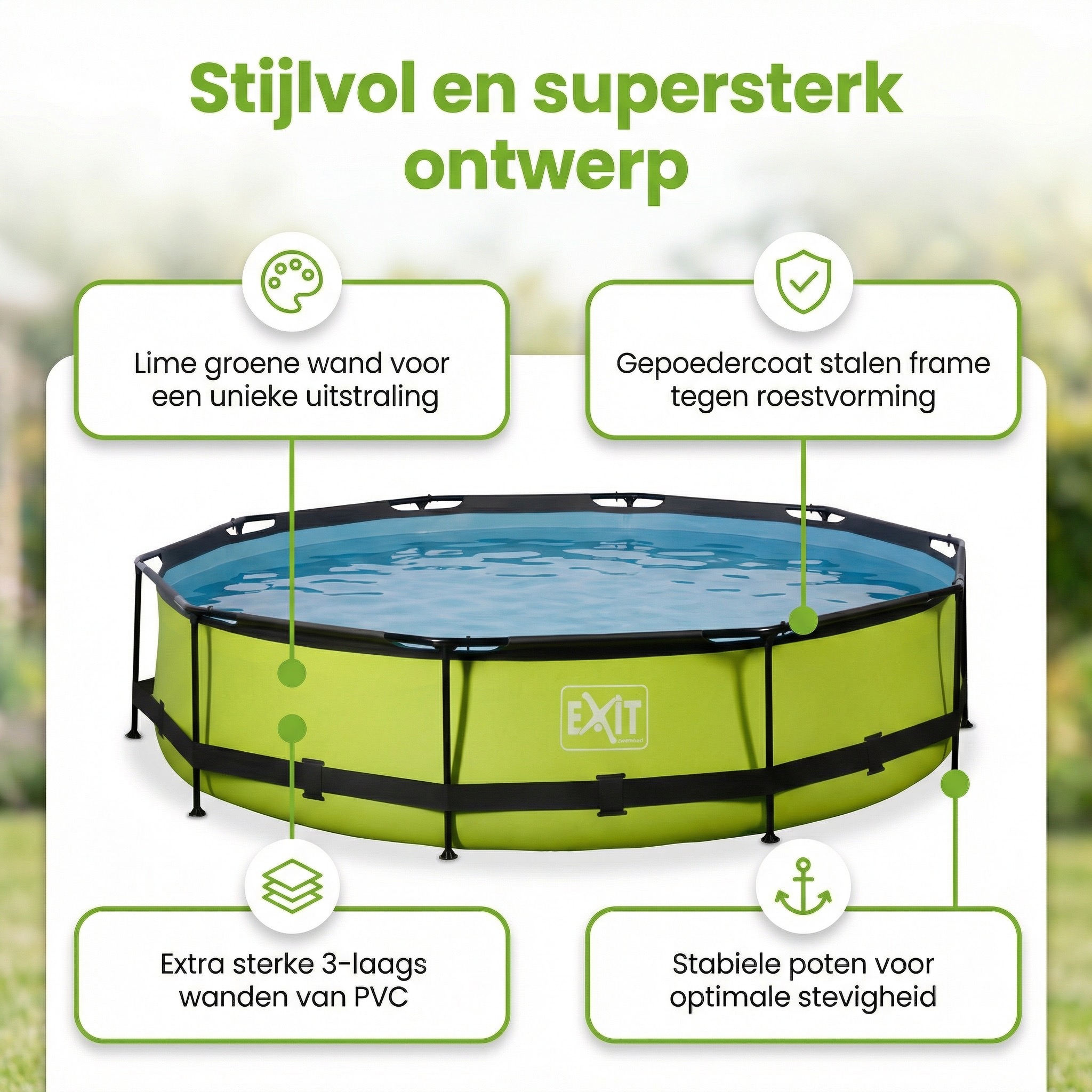 EXIT Lime 360x76cm Zwembad met pomp - Green