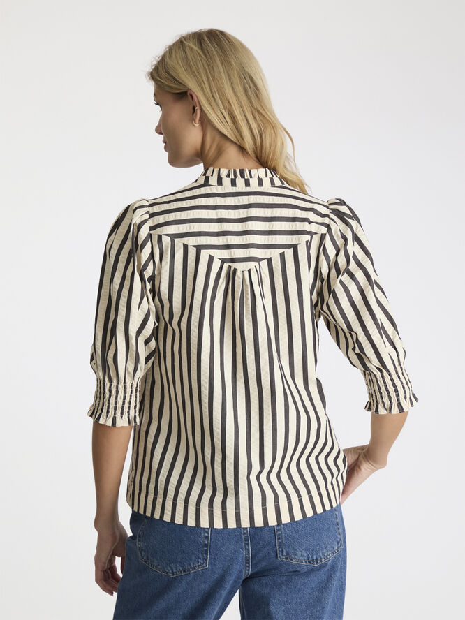Neo Noir Diana Contrast Stripe Blouse Creme