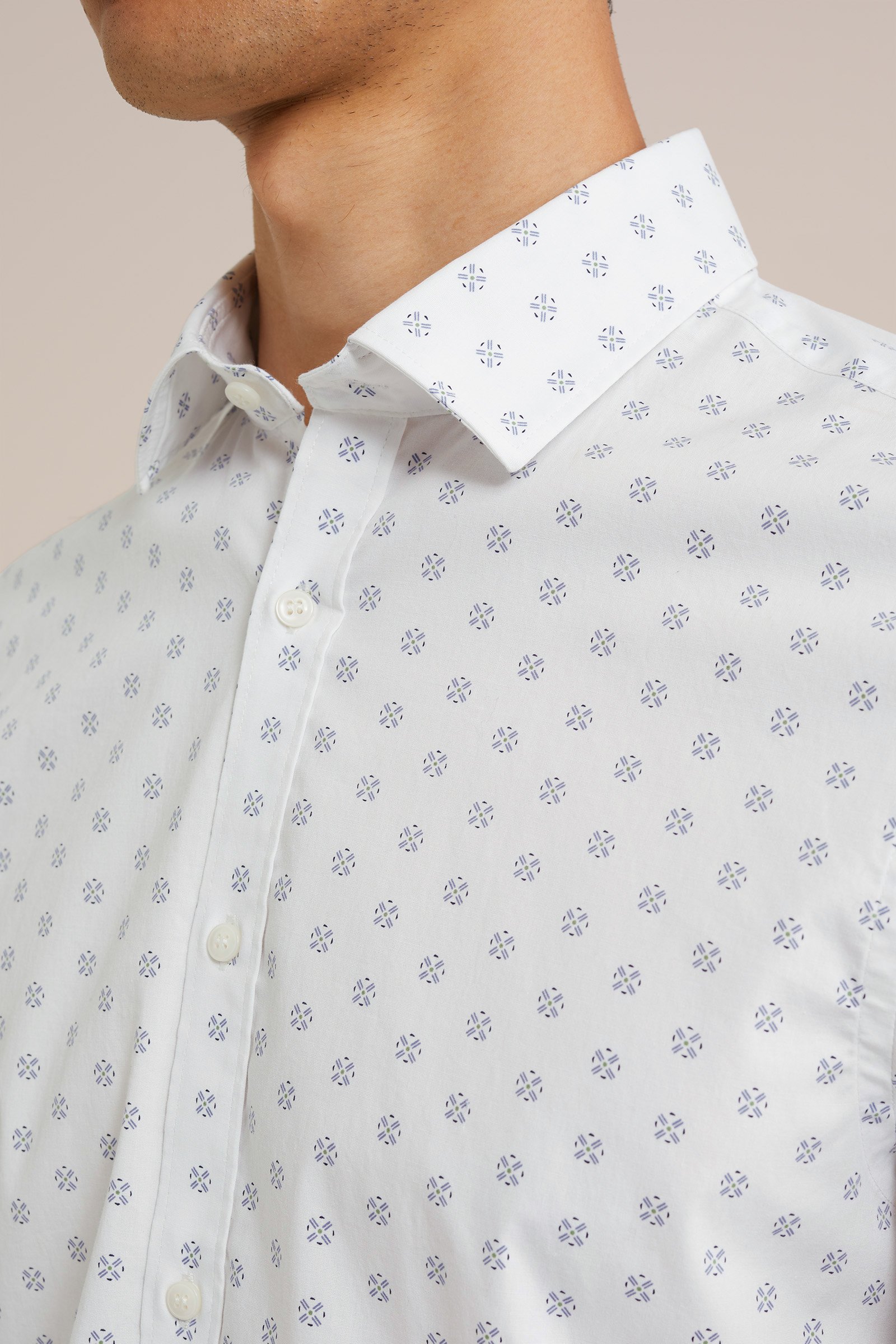 anti-odour stretch overhemd met dessin WE Fashion Wit