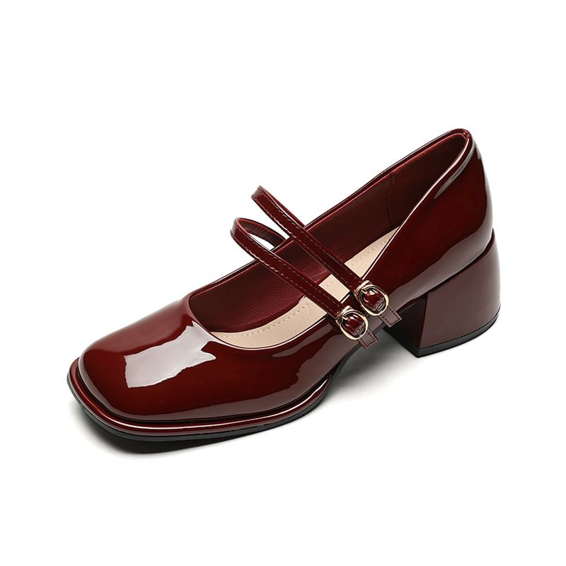 Aegina - Mary Jane pumps met dubbele band en dikke hak
