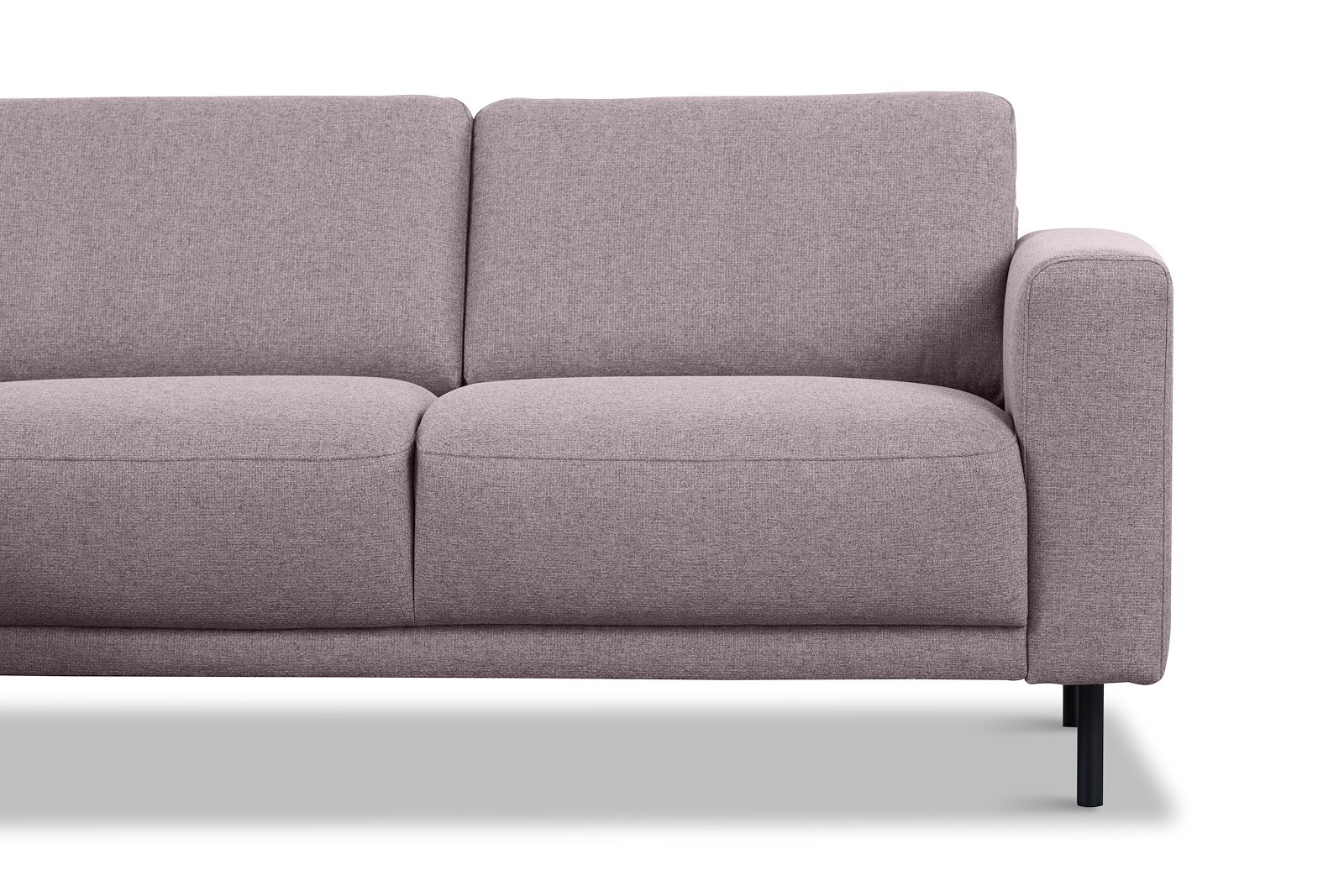 Portland hjørnesofa 2-seter med åpen ende venstre. Tekstil Herby 60 Mole med sorte ben