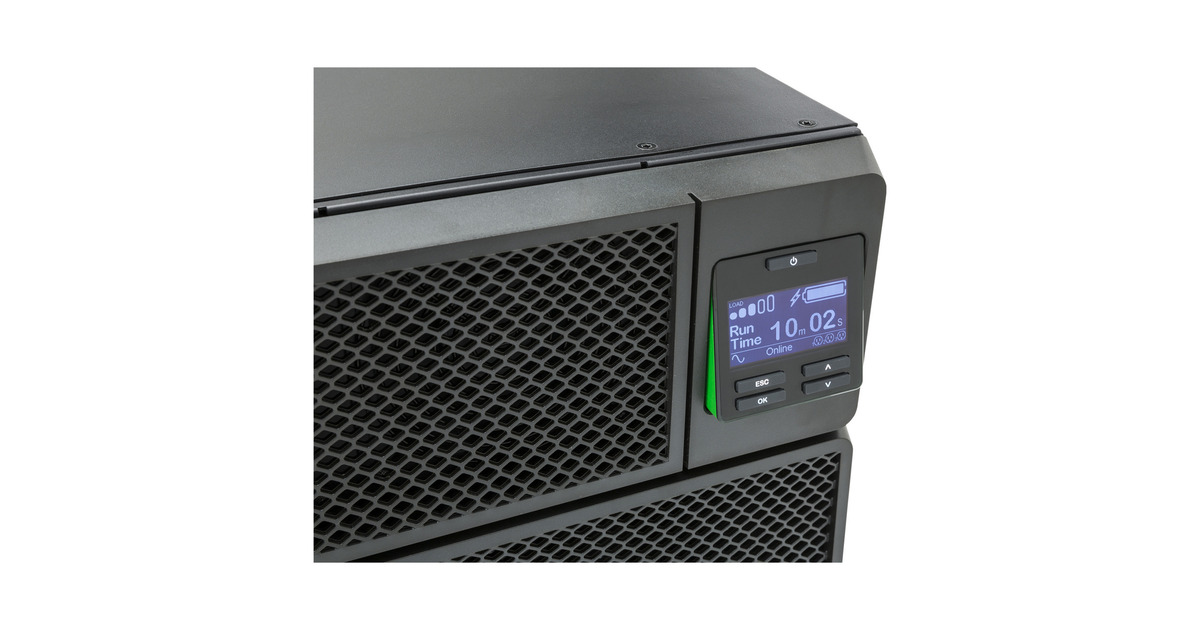 APCSmart-UPS On-Line 5kVA SRT5KRMXLI-6W ups  (Zwart, 4,5kW, 3U, 6x C13 + 4x C19, Netwerkkaart, Verlengde runtime, Rail kit inbegrepen)