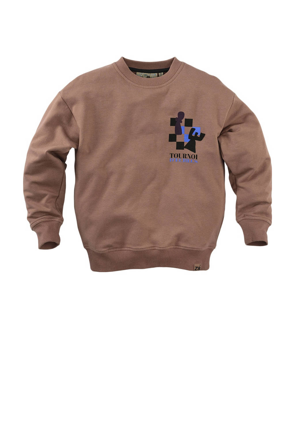 Z8 sweater Lucius met backprint bruin