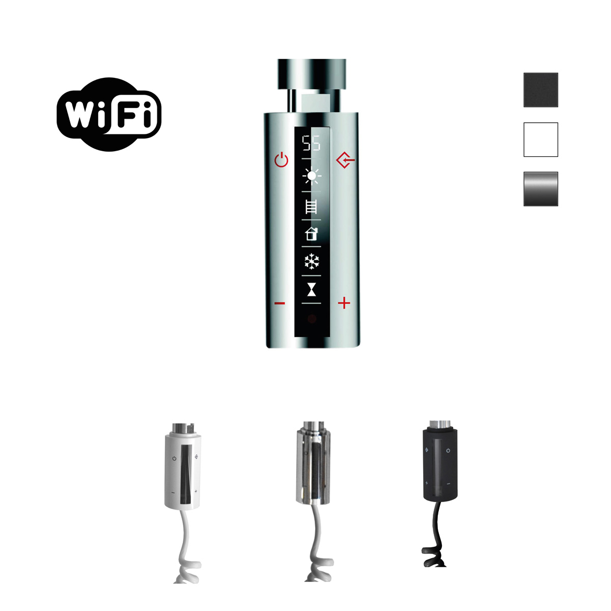 Sanicare elektrische design radiator 60x112cm wit met WiFi en thermostaat rechts wit